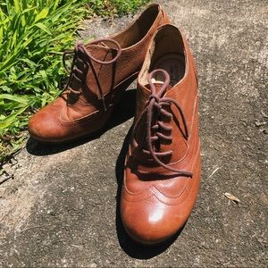 Brown leather ankle boots